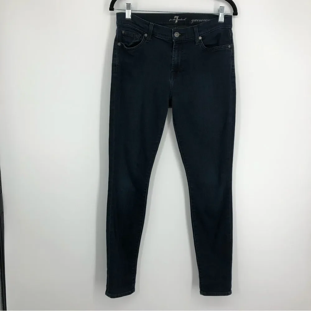 7FAM Womens Gwenevere Skinny Jeans Dark Wash Size 29‎